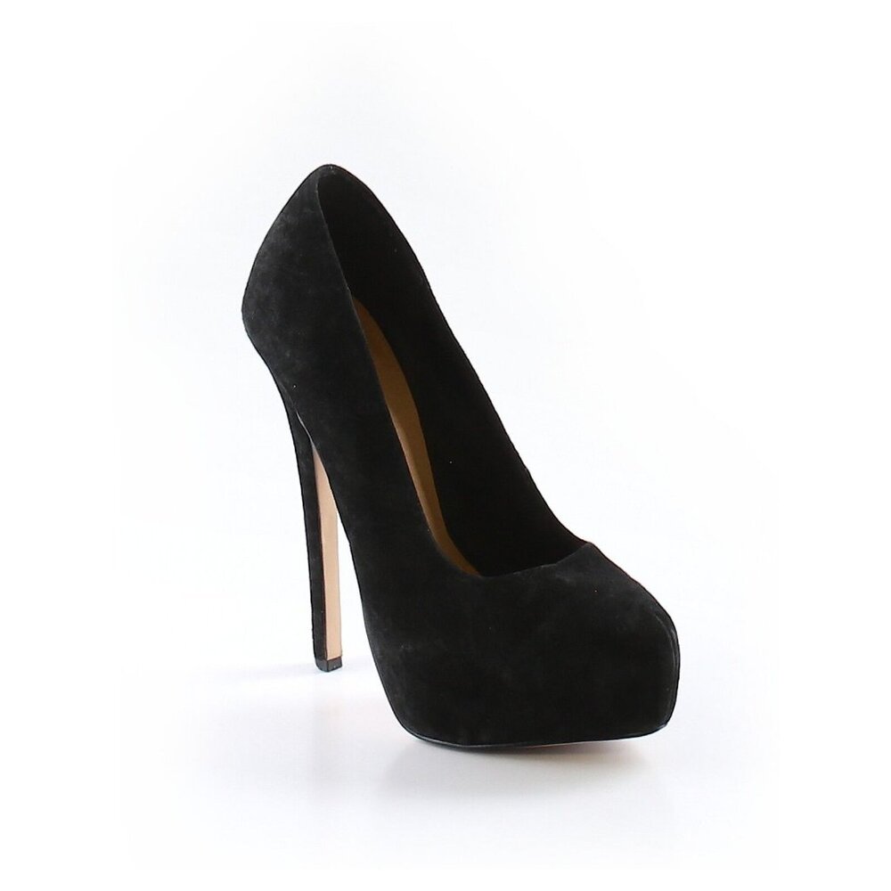 Women Asos Black Suede Stiletto High Platform Pump 6" Heel Shoe Size 7